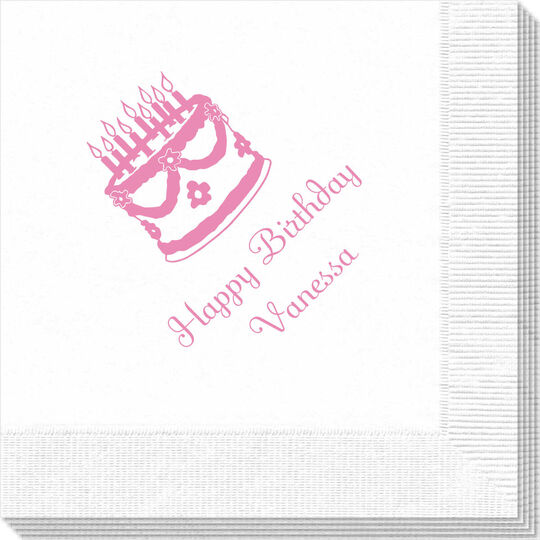 Sweet Floral Birthday Cake Napkins